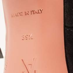 Pre Owned Amina Muaddi Black Suede Lupita Slide Sandals Size 39.5