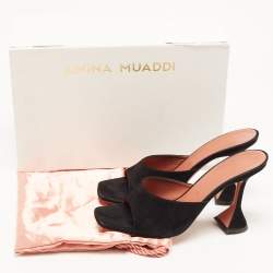 Pre Owned Amina Muaddi Black Suede Lupita Slide Sandals Size 39.5