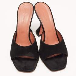 Pre Owned Amina Muaddi Black Suede Lupita Slide Sandals Size 39.5