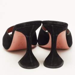 Pre Owned Amina Muaddi Black Suede Lupita Slide Sandals Size 39.5