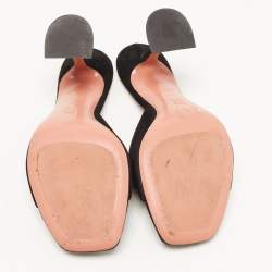 Pre Owned Amina Muaddi Black Suede Lupita Slide Sandals Size 39.5
