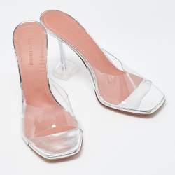 Amina Muaddi Transparent PVC  Lupita Mules Size 39