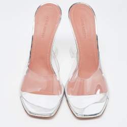 Amina Muaddi Transparent PVC  Lupita Mules Size 39