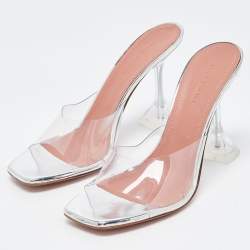 Amina Muaddi Transparent PVC  Lupita Mules Size 39