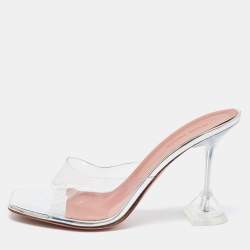 Amina Muaddi Transparent PVC  Lupita Mules Size 39