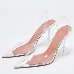 Pre Owned Amina Muaddi Transparent PVC Holli Glass Transparent Pumps Size 38.5