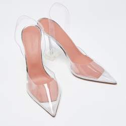 Pre Owned Amina Muaddi Transparent PVC Holli Glass Transparent Pumps Size 38.5
