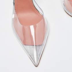 Pre Owned Amina Muaddi Transparent PVC Holli Glass Transparent Pumps Size 38.5