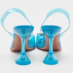 Pre Owned Amina Muaddi Blue PVC Begum Slingback Pumps Size 39 