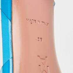 Pre Owned Amina Muaddi Blue PVC Begum Slingback Pumps Size 39 