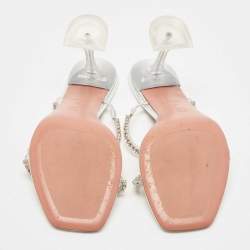 Pre Owned Amina Muaddi Transparent PVC Crystal Embellished Gilda Slide Sandals Size 41