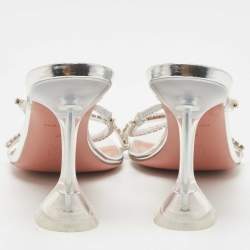 Pre Owned Amina Muaddi Transparent PVC Crystal Embellished Gilda Slide Sandals Size 41