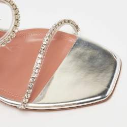 Pre Owned Amina Muaddi Transparent PVC Crystal Embellished Gilda Slide Sandals Size 41