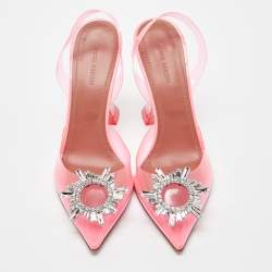 Amina Muaddi Pink PVC Begum Slingback Pumps Size 39 