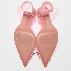 Amina Muaddi Pink PVC Begum Slingback Pumps Size 39 