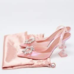 Pre Owned Amina Muaddi Pink PVC  Begum Slingback Pumps Size 40