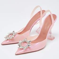 Pre Owned Amina Muaddi Pink PVC  Begum Slingback Pumps Size 40