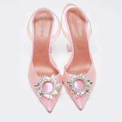 Pre Owned Amina Muaddi Pink PVC  Begum Slingback Pumps Size 40