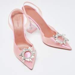 Pre Owned Amina Muaddi Pink PVC  Begum Slingback Pumps Size 40