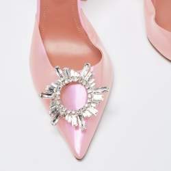 Pre Owned Amina Muaddi Pink PVC  Begum Slingback Pumps Size 40