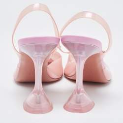 Pre Owned Amina Muaddi Pink PVC  Begum Slingback Pumps Size 40