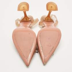 Pre Owned Amina Muaddi Brown PVC Rosie Slingback Pumps Size 41