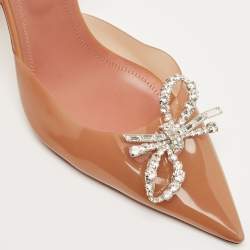 Pre Owned Amina Muaddi Brown PVC Rosie Slingback Pumps Size 41