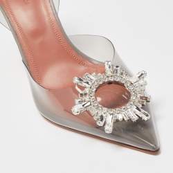Pre Owned Amina Muaddi Transparent PVC Begum Slingback Pumps Size 41