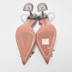 Pre Owned Amina Muaddi Transparent PVC Begum Slingback Pumps Size 41