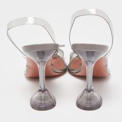 Pre Owned Amina Muaddi Transparent PVC Begum Slingback Pumps Size 41