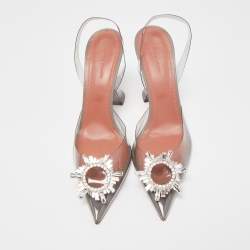 Pre Owned Amina Muaddi Transparent PVC Begum Slingback Pumps Size 41