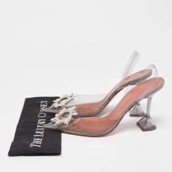 Pre Owned Amina Muaddi Transparent PVC Begum Slingback Pumps Size 41