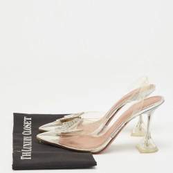 Pre Owned Amina Muaddi x AWGE Transparent PVC Phoenix Slingback Pumps Size 39