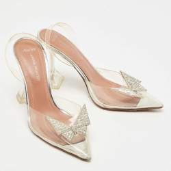 Pre Owned Amina Muaddi x AWGE Transparent PVC Phoenix Slingback Pumps Size 39