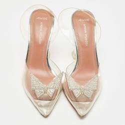Pre Owned Amina Muaddi x AWGE Transparent PVC Phoenix Slingback Pumps Size 39