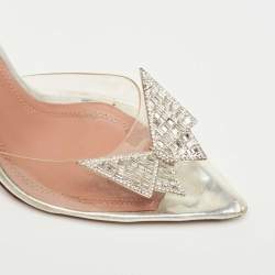 Pre Owned Amina Muaddi x AWGE Transparent PVC Phoenix Slingback Pumps Size 39
