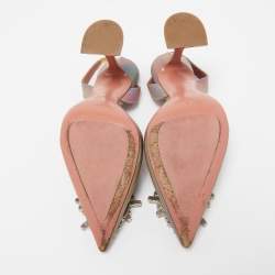Amina Muaddi Multicolor Iridescent PVC Begum Slingback Pumps Size 37