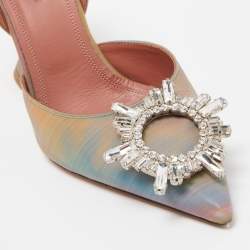 Amina Muaddi Multicolor Iridescent PVC Begum Slingback Pumps Size 37
