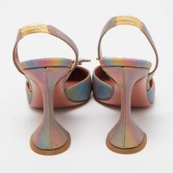 Amina Muaddi Multicolor Iridescent PVC Begum Slingback Pumps Size 37