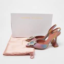 Amina Muaddi Multicolor Iridescent PVC Begum Slingback Pumps Size 37