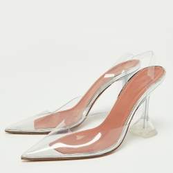 Amina Muaddi Transparent PVC Holli Glass Transparent Pumps Size 38