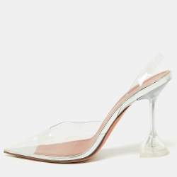 Amina Muaddi Transparent PVC Holli Glass Transparent Pumps Size 38