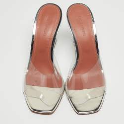 Amina Muaddi Transparent PVC Lupita Wedge Mules Size 40