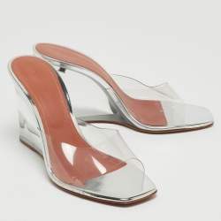 Amina Muaddi Transparent PVC Lupita Wedge Mules Size 40