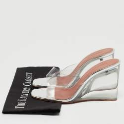 Amina Muaddi Transparent PVC Lupita Wedge Mules Size 40