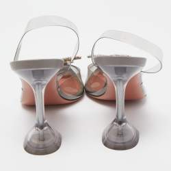 Pre Owned Amina Muaddi Transparent PVC Begum Crystal Embellished Slingback Pumps Size 41