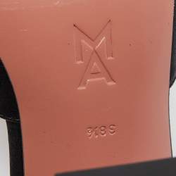 Pre Owned Amina Muaddi Black Satin Fiona Mules Size 38.5