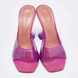 Amina Muaddi Purple PVC Lupita Slide Sandals Size 36.5