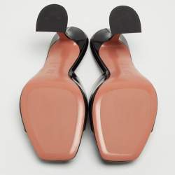 Amina Muaddi Black Patent Leather Lupita Open Slide Sandals Size 40