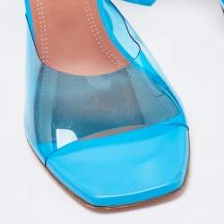 Amina Muaddi Blue PVC Lupita Slide Sandals Size 37